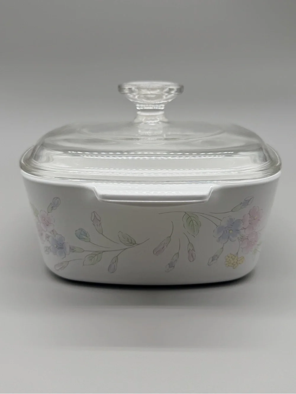 Vintage Corning Ware Pastel Bouquet 1.5L Casserole Dish A-1 1/2-B with Pyrex Lid